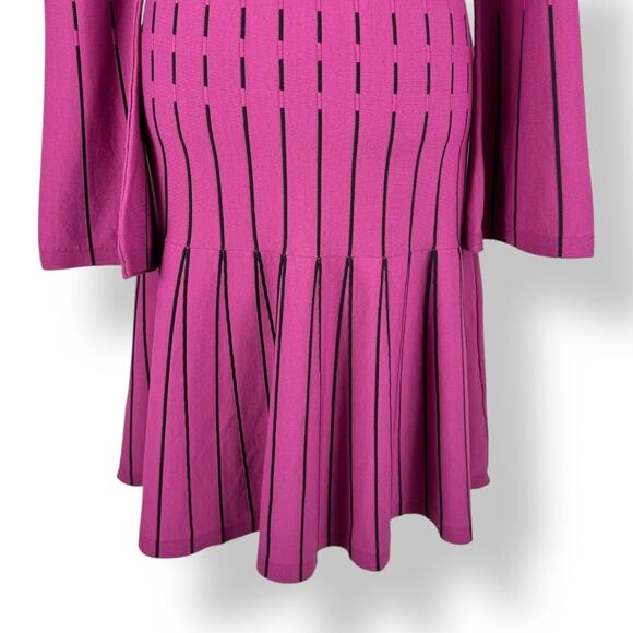 Prabal Gurung Womens Stripe Off The Shoulder Knit Dress Size 6 Raspberry - Picture 11 of 15